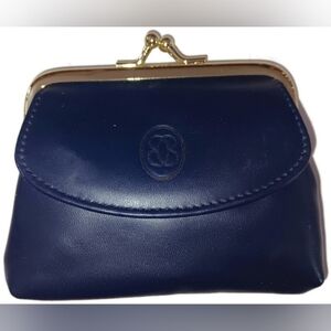 Buxton Women's LEATHER Frame Coin Purse Wallet,NAVY